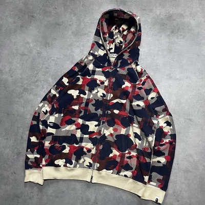 A Bathing Ape BAPE Double Zip Hoodie Love Gene Check Camo Baby Milo - Image 1 of 4