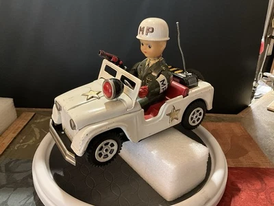 Vintage Daiya Tin Battery Operated Military Police Jeep 1960s Japan - Image 1 of 4