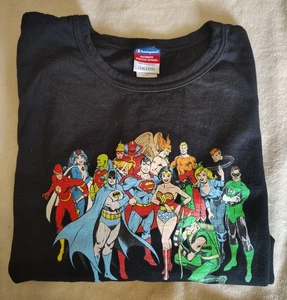 VINTAGE Justice League T Shirt Men Extra Large Black Super Hero DC Comic Sz.XXL - Picture 1 of 7