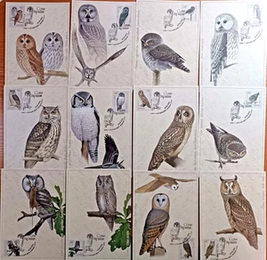 FDC Cardmaximum 2003 "Owls of Ukraine" Full set 12 cards Birds Fauna - Picture 1 of 6