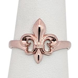 Solid 18K Rose Gold Fleur de Lis Ring, Sizes 3 – 12, Fleur-de-Lis - Picture 1 of 8