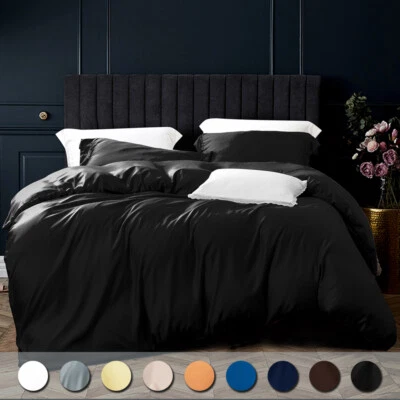 Silky Satin Ultra Soft 1800 Series 3 Pieces Duvet Cover Set Twin Queen King - Image 1 of 4