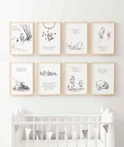 Winnie The Pooh Nursery Posters Wall Art Baby Bedroom Pictures Poster Print - Picture 1 of 10