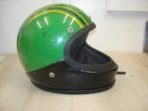Vintage John Deere full face helmet green yellow black striped snowmobile - Bild 1 von 16