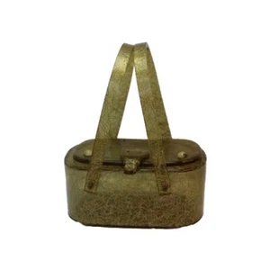 Vintage Llewellyn Inc NYC Lucite Purse Handbag Gold Strand Confetti Two Handle - Picture 1 of 22