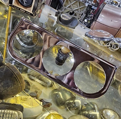 3 GAUGE Under Dash Instrument CHROME PANEL Hot Rod Custom Car Truck vtg style 2" - Image 1 of 3