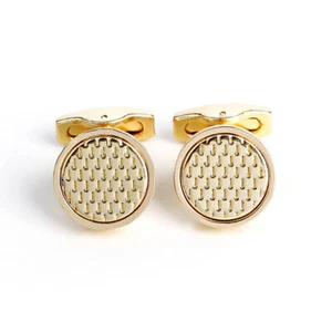 Round Men Cufflinks Gold Wedding Party Cuff Links Gift for Men Casual Shirt - Picture 1 of 6