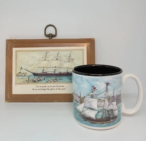NAUTICAL LOT Vintage 1977 Wood CLIPPER SHIP Plaque + 1993 S. Tuck SAILBOATS Mug - Picture 1 of 15