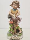  Vintage Toma Porcelain Figurine Girl With Birds and Mail Box 