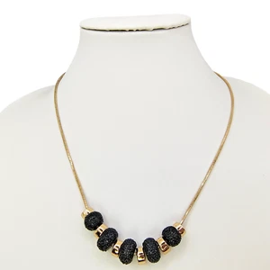 Vintage Y2K Pave Perlenkette goldfarben Schlangenkette schwarz Strass elegant - Bild 1 von 24