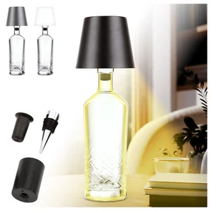 LED Flaschenlampe dimmbar mit 3 Lichtfarben TOUCH & IP44 für Innen Außen schwarz - Picture 1 of 9