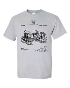T-Shirt Trattore Brevetto Invenzione Blueprint Maglietta Agricoltore - Foto 1 di 6