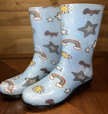 Bota de Lluvia Gráfica Ugg Mujeres Arco Iris Estrellas Calavera Flor Sol Impermeable Usada en Excelente Condición 7 Foto 1 de 4