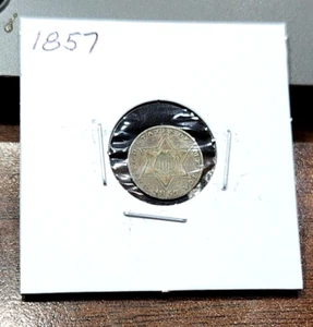 1857 3 Cent Silver - High Grade - Strong Details - Light Toning - Picture 1 of 4