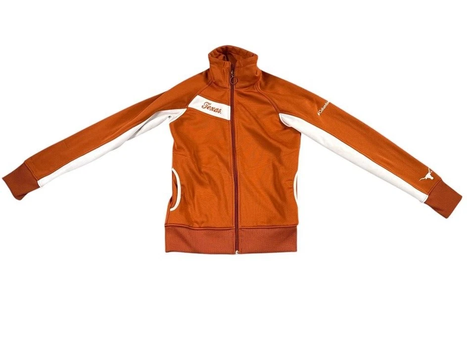 Columbia Texas Longhorns Sweatshirt Womens Small Orange Full Zip Logo Pockets - Image 1 of 4