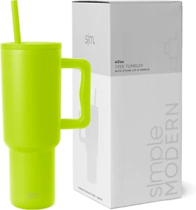 40 Oz Tumbler with Handle and Straw Lid | Insulated Cup Reusable Stainless Steel - Picture 1 of 12