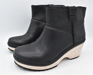 Botas de cuña Merrell para mujer talla 7 Halendi Bluff negras de cuero de grano completo - Imagen 1 de 10