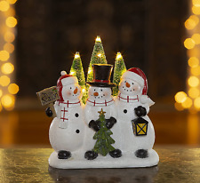 Christmas Snowman Decor, Figurines Resin Snowman Lighted Decorations Indoor 