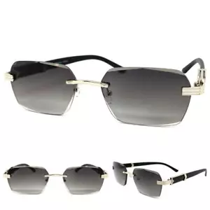 GAFAS DE SOL Para hombre CON CLASE Elegantes Sofisticadas Modernas Retro Marco Plateado Sin Montura - Imagen 1 de 6
