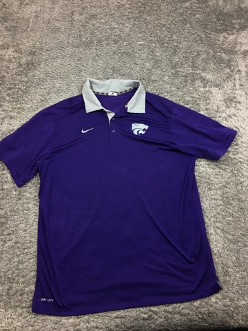 K-State Wildcats Polo Shirt Mens Size XL Purple Gray EMAW Short Sleeve Kansas Cover