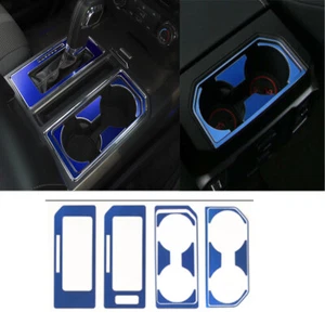 Caja de cambio de marchas interior azul y portavasos panel cubierta embellecedor para Ford F150 2016+ - Imagen 1 de 8
