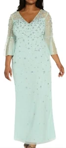 Adrianna Papell Formal Gown Size 22w, 20w Color Sea Glass Sequin Beaded - Picture 1 of 3