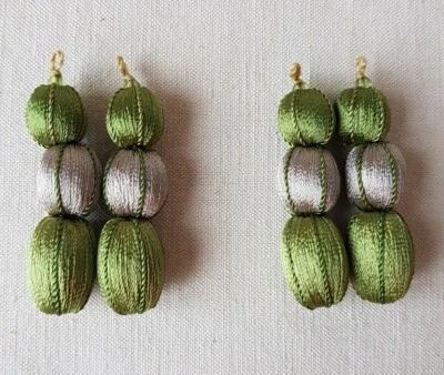 BIEN ADORNOS 2 PARES 3 CUENTAS COLOR VERDE/GRIS/VERDE REF 30.3PVGV Foto 1 de 3