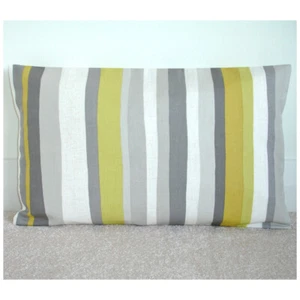 Cushion Cover Yellow and Grey Stripes 12x20 Oblong Bolster 20" x 12" 20x12 - Picture 1 of 2