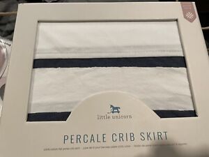 Little Unicorn Percale Crib Skirt 52x28x12 Navy White Stripes 100% Cotton New