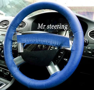 Für Ford Mondeo MK3 Echt Blau Italienische Leder Lenkrad Abdeckung - Bild 1 von 1