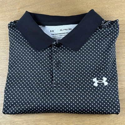 Camisa polo de golf Under Armour Performance para hombre XL negra a lunares elástica Foto 1 de 4