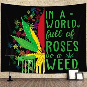 Funny Weed Wall Art Poster Hippie Tapestry Wall Hanging Large Fabric Background - Picture 1 of 7