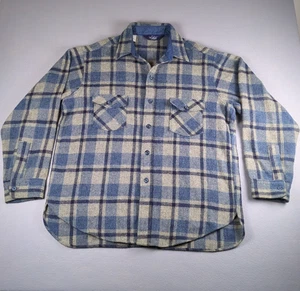 Vintage Woolrich Mackinaw Flannel Mens Extra Large Blue Plaid Wool Made In USA - Picture 1 of 24