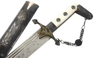 ANTIQUE 1839 ISLAMIC ARABIC ARAB WARRIOR SAIF SHAMSHIR SWORD, FINE SILVER MOUNTS - Picture 1 of 3