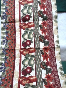 Fabric Henry Glass Runner 27"x14"  Country Colors of Burnt Orange Burgundy $1.95 - Picture 1 of 6