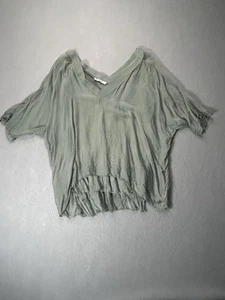Gigi Moda Flowy Silk Top Woman’s Sz Small Green Silk Top Made In Italy - Picture 1 of 8