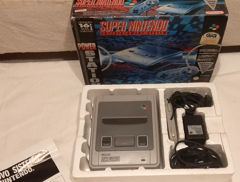 SNES Super Nintendo Power Station 16 Bit Console Pal Version GIG - Immagine 1 di 4