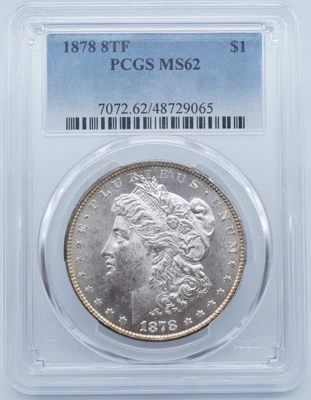 1878 8TF Morgan Silver Dollar $1 PCGS MS62 - U385 - Image 1 of 4