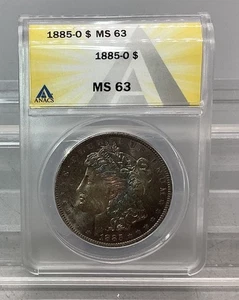 1885 O Morgan Silver Dollar - ANACS - MS 63 - Rainbow Toned - Picture 1 of 4