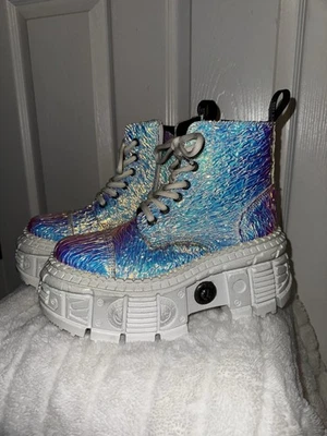 Nuevas botas blancas holográficas Rock M-WALL005-V44 para mujer talla 38 talla EE. UU. 7,5 Foto 1 de 4