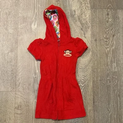 Paul Frank Kids Girls Red Zip Up Terry Cloth Cover Up Size 6 - Image 1 of 3