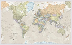 Classic World Map Big Giant Wall Print Large Wallpaper Laminated 197x116.5cm - Picture 1 of 5