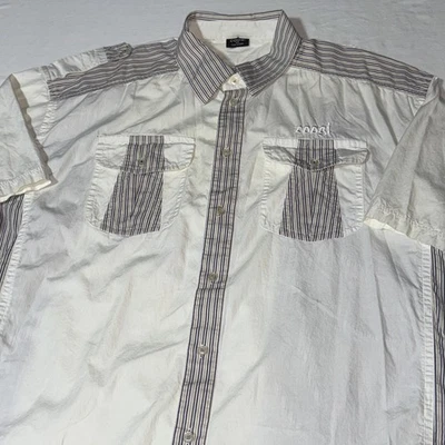 Coogi Shirt Men 4XL White Short Sleeve Button Up Embroidered Pockets Casual READ - Image 1 of 4