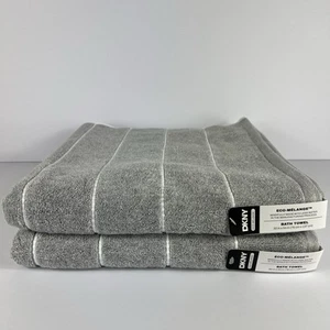 2 Pc DKNY Eco Melange Bath Towel Set Gray White 100% Cotton Plush NWT - Picture 1 of 6