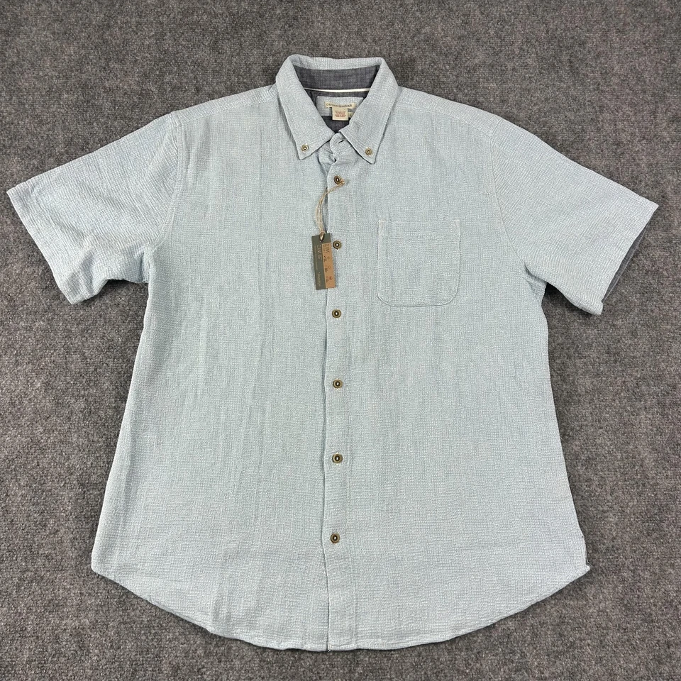 Рубашка мужская Carbon2cobalt большая синяя текстурированная с коротким рукавом на пуговицах спереди хлопок - Изображение 1 из 4