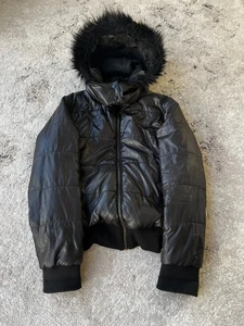 VTG IF SIX WAS NINE JAPANESE STYLE  MOHAIR BOMBER JACKET WITH FUR HOOD 90S Y2K - Picture 1 of 8