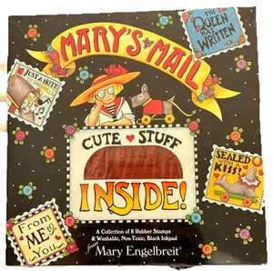 Mary Engelbreit Mary's Mail Crafts Stamp Kit, 8 Rubber with Washable Blk Inkpad - Picture 1 of 3