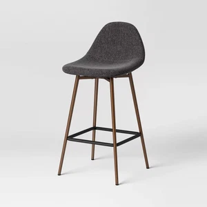 Threshold Curved Back Counter Stool Bar Round Mid-Century Metal 24.5" Dark Gray - Picture 1 of 7
