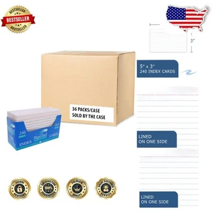 Durable 3" x 5" Index Cards with Smooth Finish - 240 Cards/Tray, Pack of 36 - Picture 1 of 8