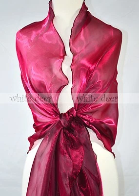 Bufanda envolvente chal ondulada de 78" color liso boda fiesta inclinación textura borde triángulo Foto 1 de 2